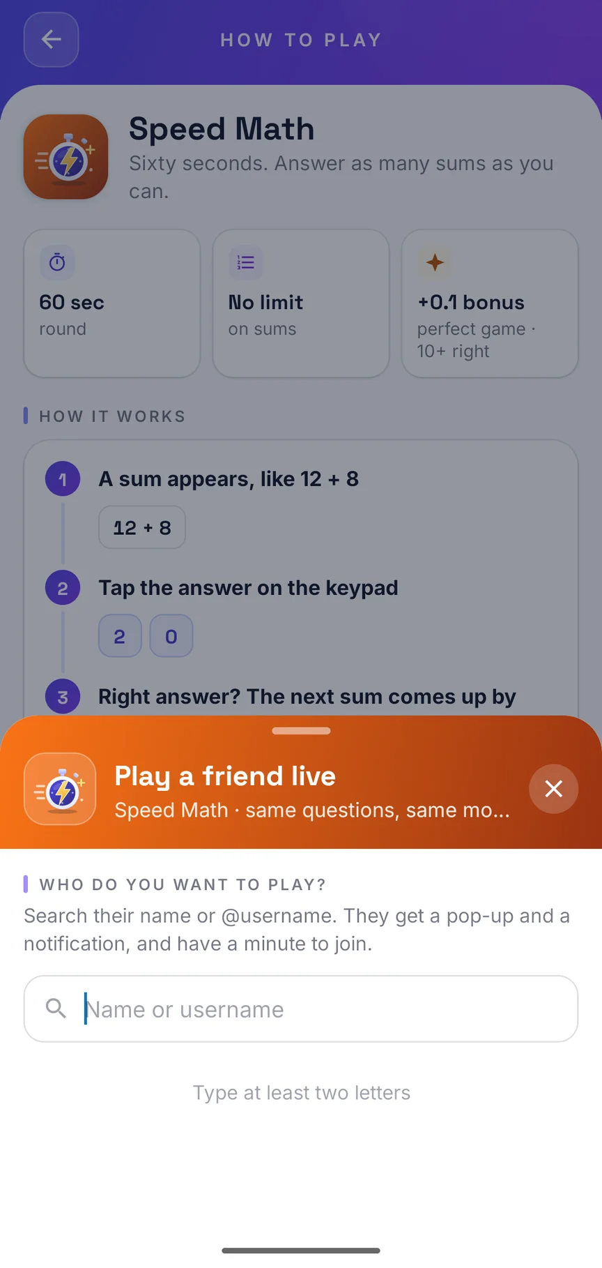 Inviting a friend to a live match