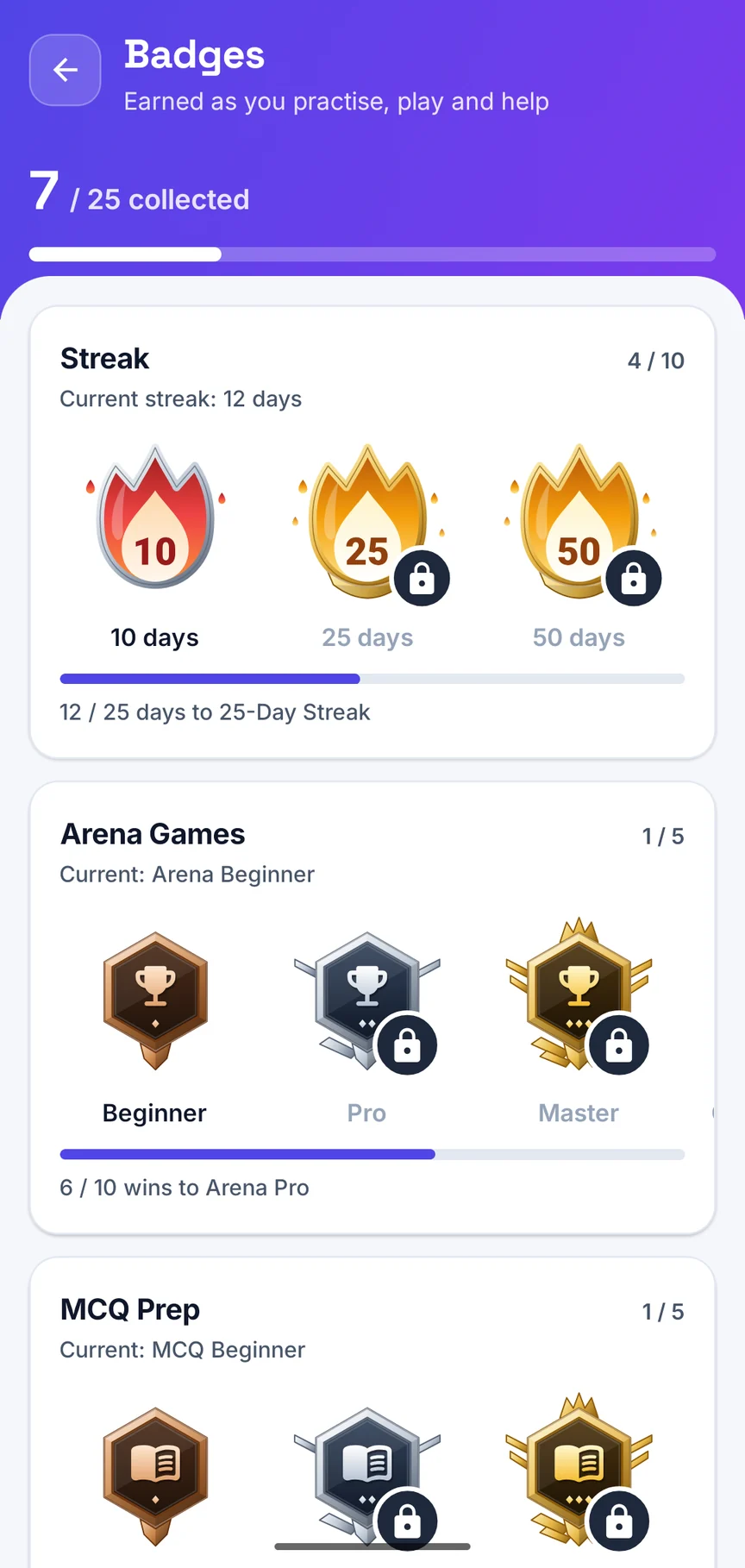 Your streak and badges