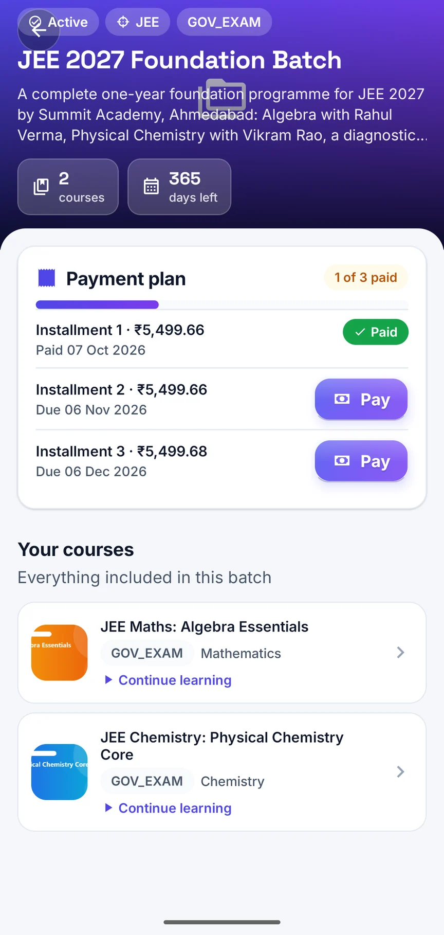 A coaching batch in the app