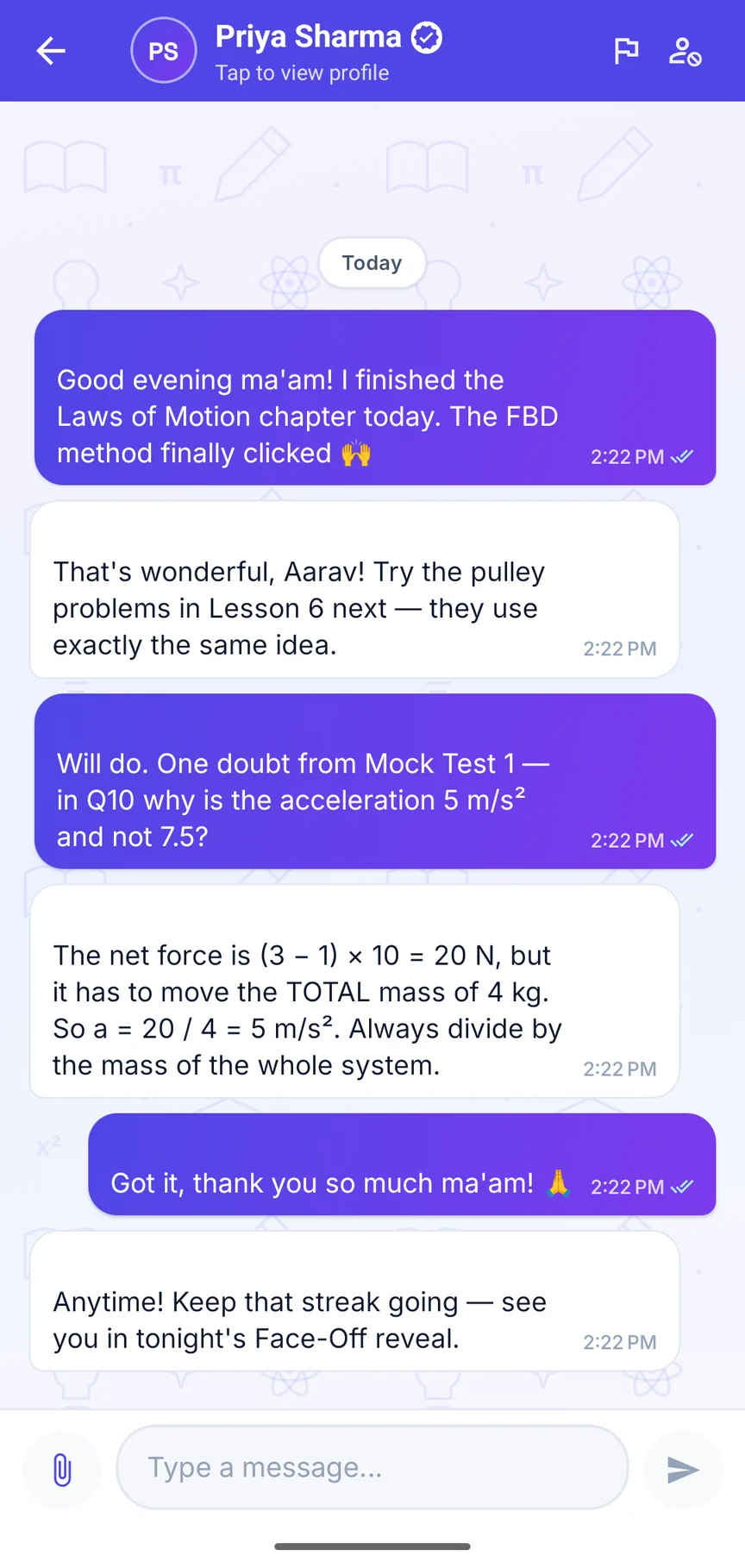 A chat with a teacher