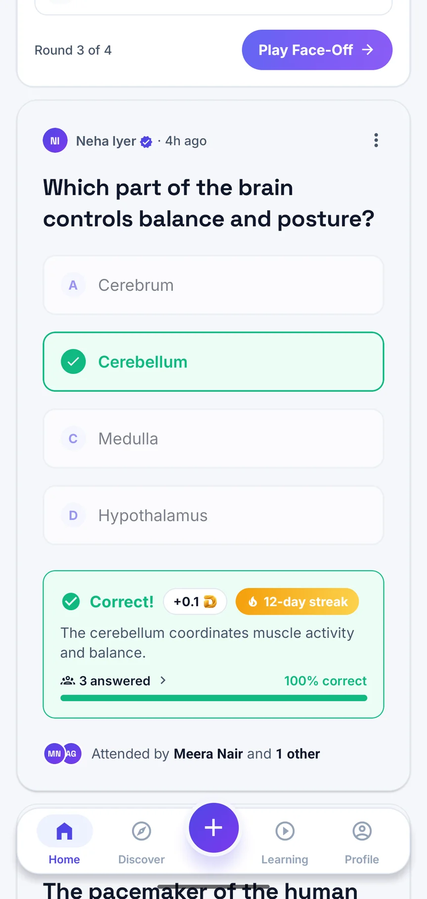 A practice question after answering