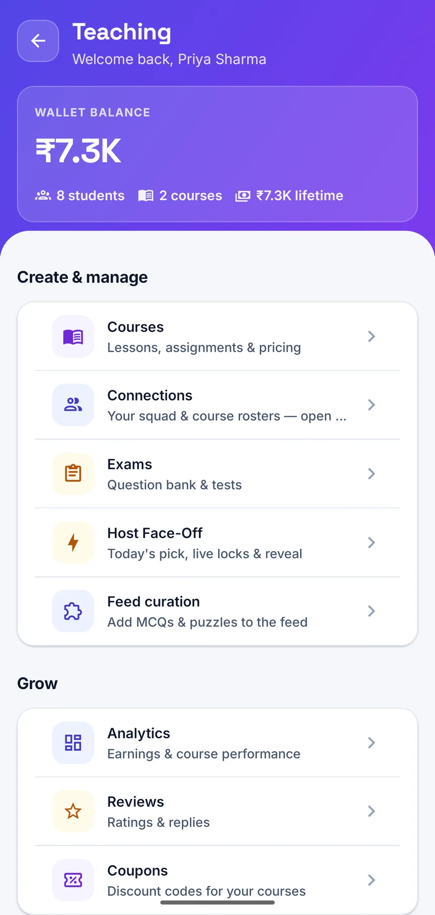 The Teaching workspace