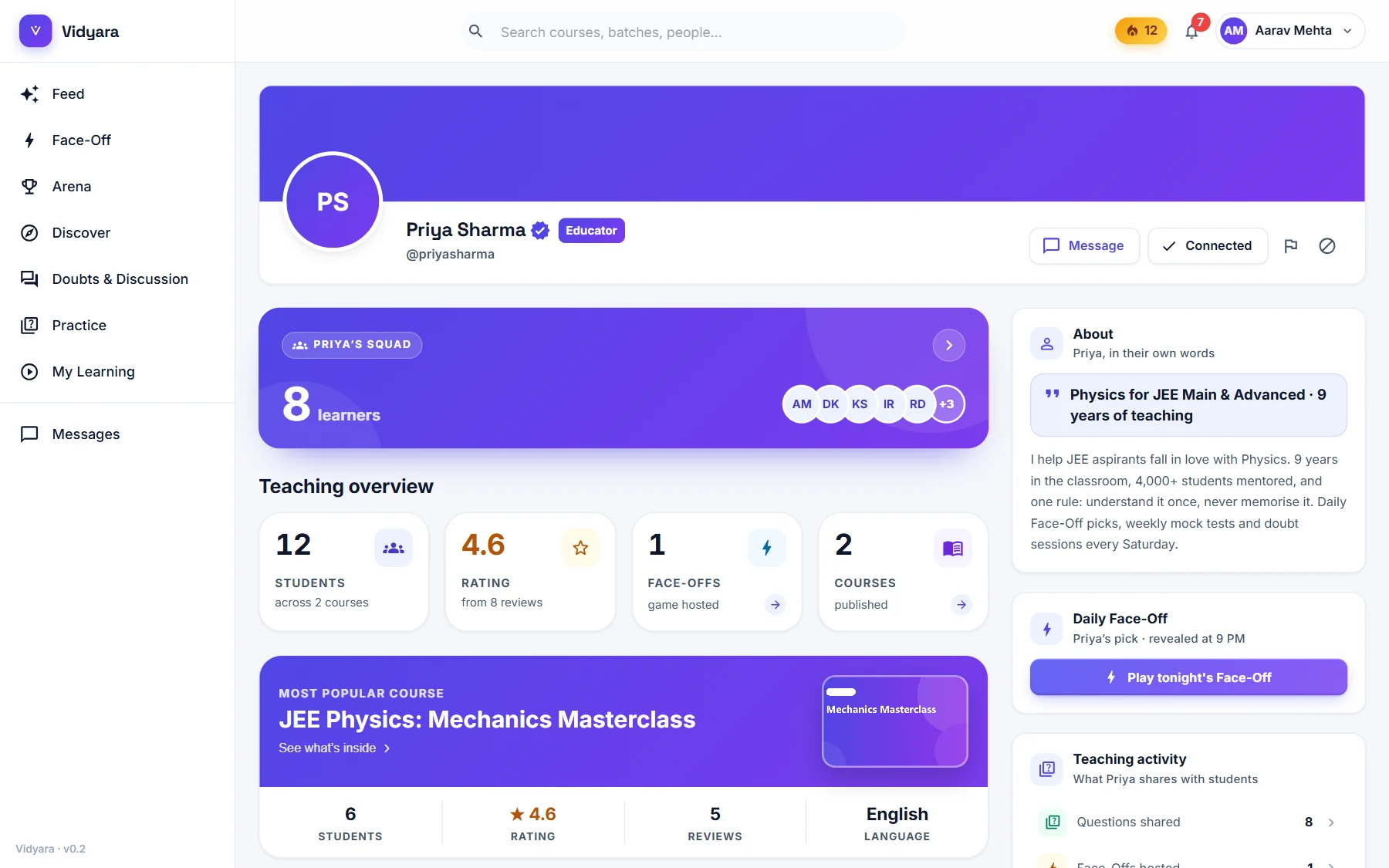 A teacher’s public profile