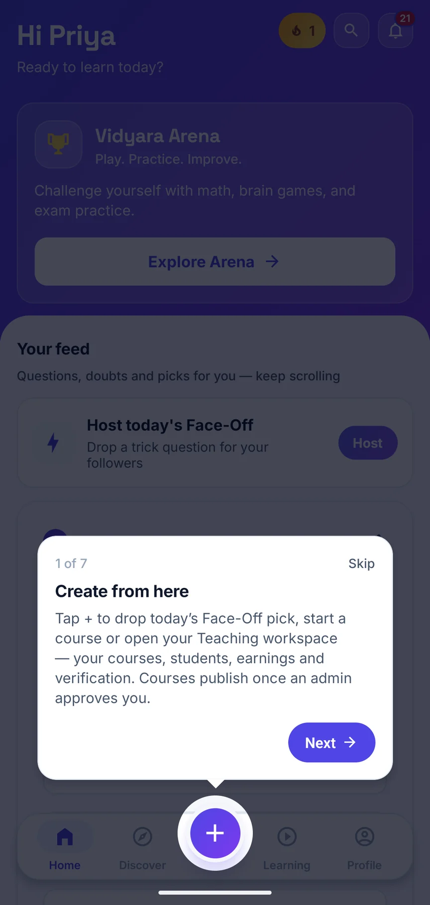 The teacher tour in the app